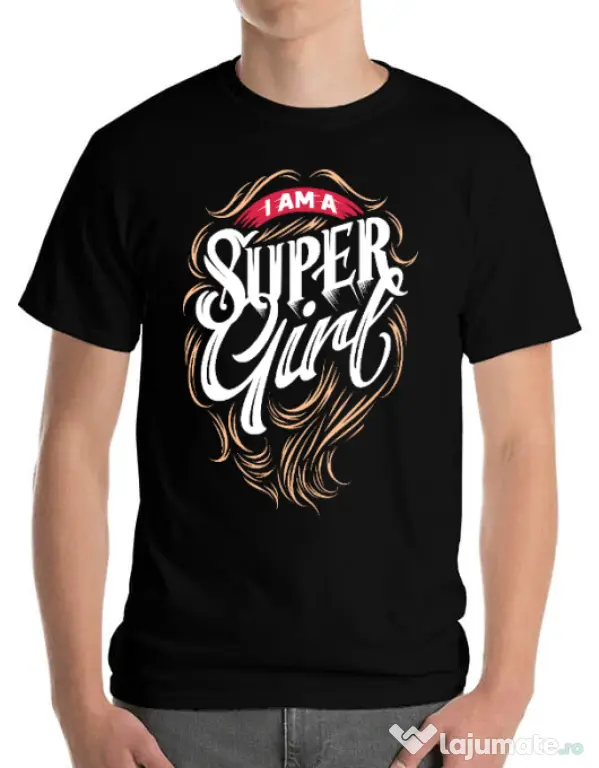 Tricou ADLER barbat I am a Super Girl Negru
