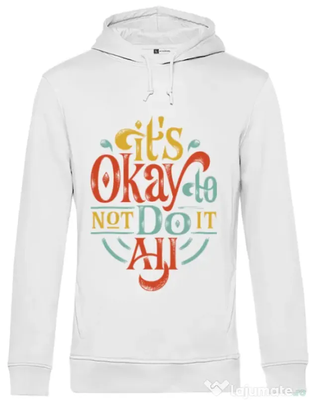 Hoodie barbat cu gluga Its ok Alb