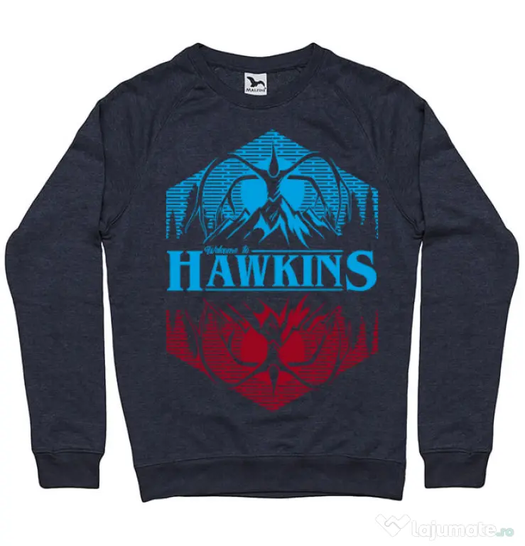 Bluza ADLER barbat Welcome to Hawkins Denim inchis