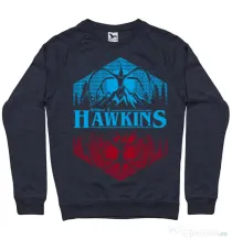 Bluza ADLER barbat Welcome to Hawkins Denim inchis