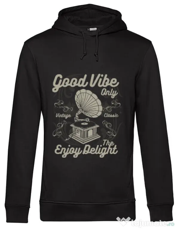 Hoodie barbat cu gluga Good Vibe Only Negru