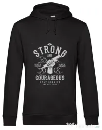 Hoodie barbat cu gluga Be Strong and Courageous Negru
