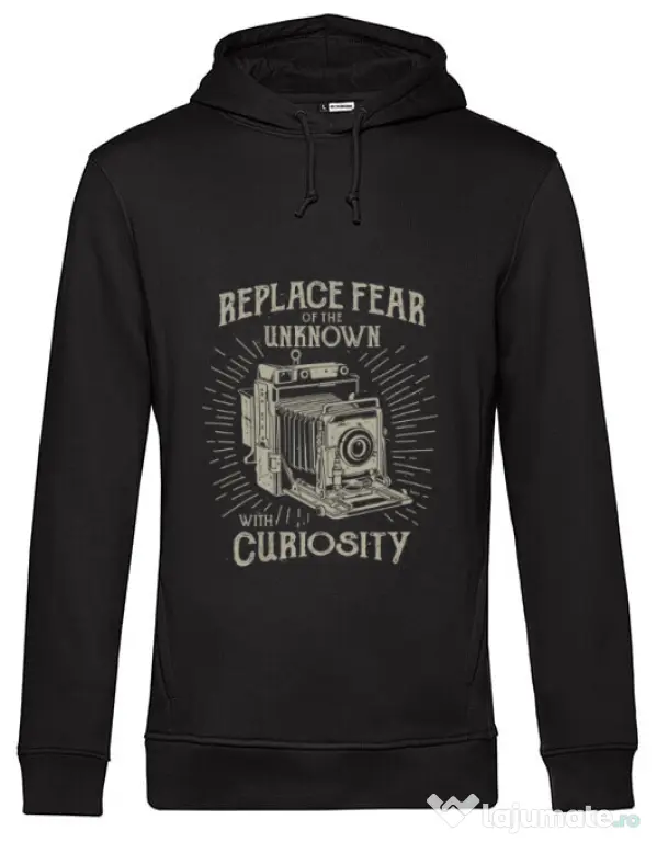Hoodie barbat cu gluga Replace Fear Negru