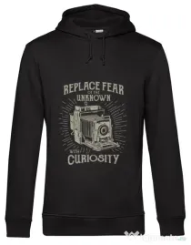 Hoodie barbat cu gluga Replace Fear Negru