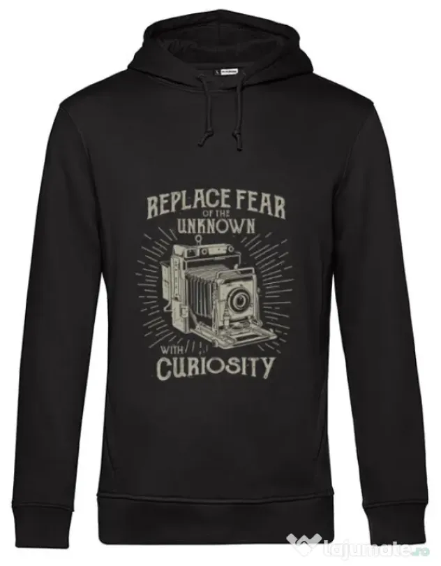 Hoodie barbat cu gluga Replace Fear Negru