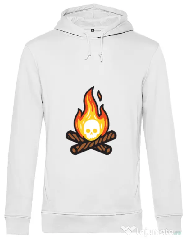 Hoodie barbat cu gluga Skullfire Alb