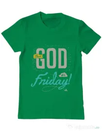 Tricou ADLER barbat Thank GOD its Friday Verde mediu