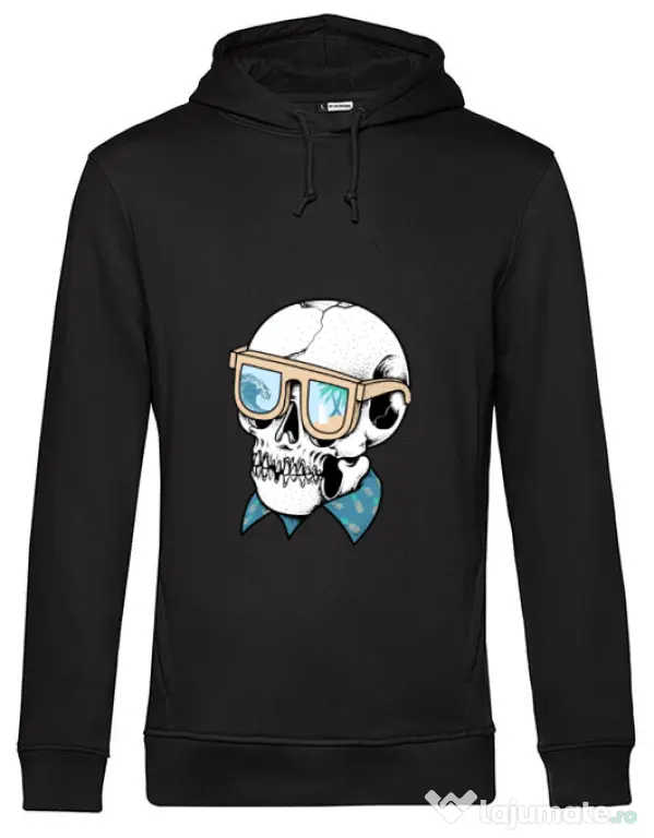 Hoodie barbat cu gluga Skull Holiday Negru