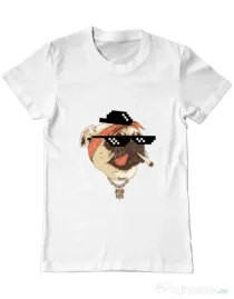 Tricou ADLER barbat Pug Life Alb
