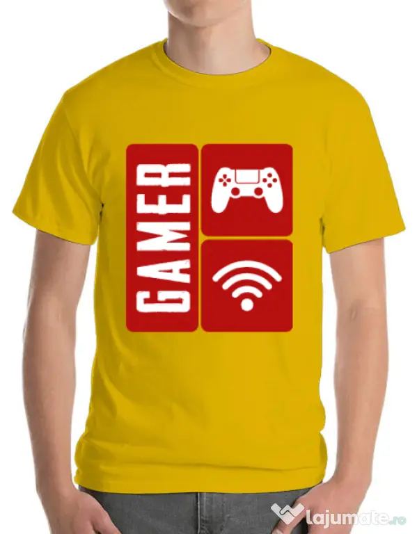 Tricou ADLER barbat Gamer Galben