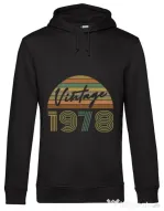 Hoodie barbat cu gluga Vintage 1978 Negru