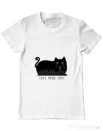 Tricou ADLER barbat Take Meow Home Alb