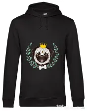 Hoodie barbat cu gluga King Of Pug Negru 