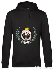Hoodie barbat cu gluga King Of Pug Negru