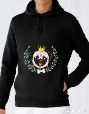 Hoodie barbat cu gluga King Of Pug Negru 