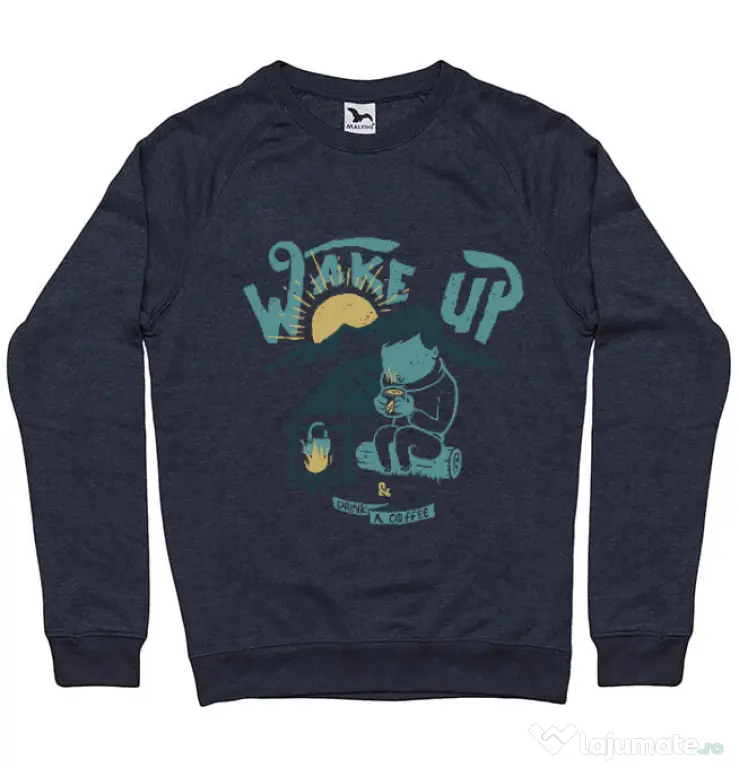 Bluza ADLER barbat Wake up and drink a coffee Denim inchis