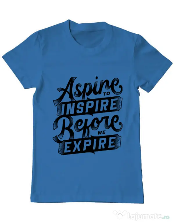 Tricou ADLER barbat Aspire To Inspire Before We Expire Albastru azuriu