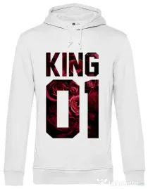 Hoodie barbat cu gluga Flower king Alb