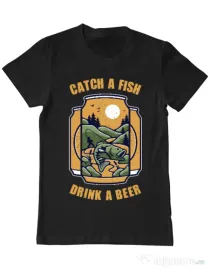 Tricou ADLER barbat Catch a fish Negru