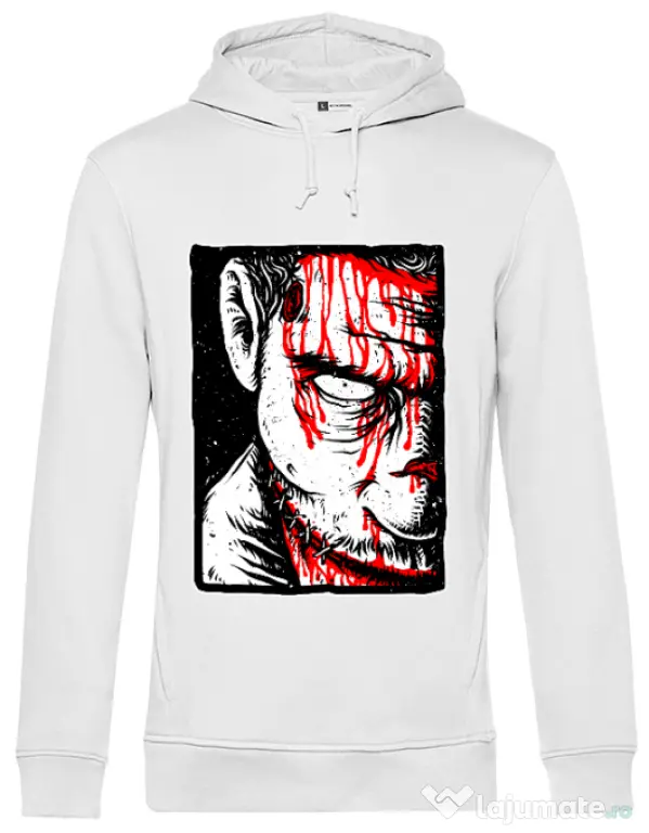 Hoodie barbat cu gluga Zomblood Alb