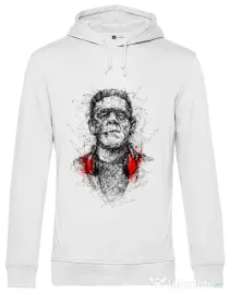 Hoodie barbat cu gluga Frankenscratch Alb