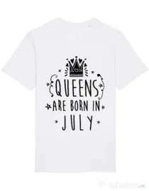 Tricou STANLEY STELLA barbat Queens are born in July Alb
