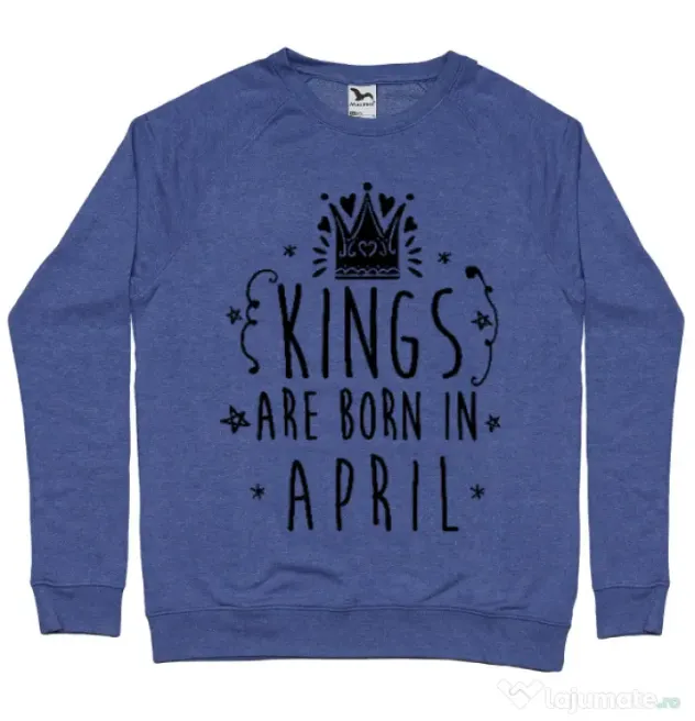 Bluza ADLER barbat Kings are born in April Albastru melanj