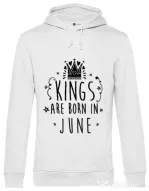 Hoodie barbat cu gluga Kings are born in June Alb