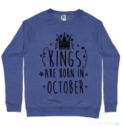 Bluza ADLER barbat Kings are born in October Albastru melanj 