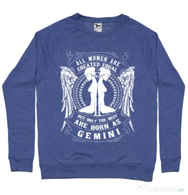 Bluza ADLER barbat The best women are born as Gemini Albastru melanj