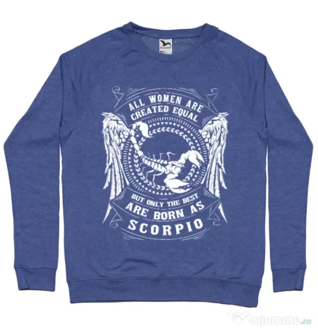 Bluza ADLER barbat The best women are born as Scorpio Albastru melanj