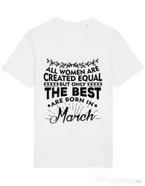 Tricou STANLEY STELLA barbat The best women are born in March Alb