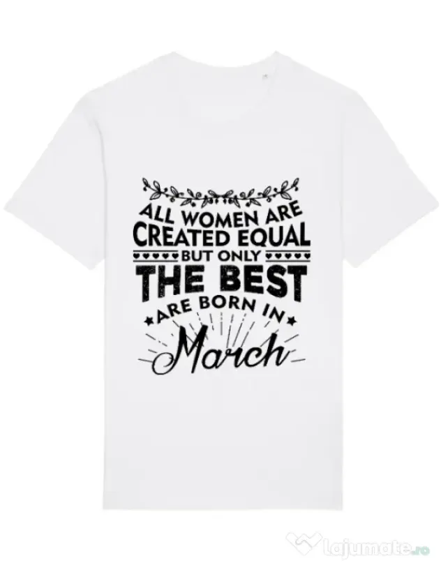 Tricou STANLEY STELLA barbat The best women are born in March Alb