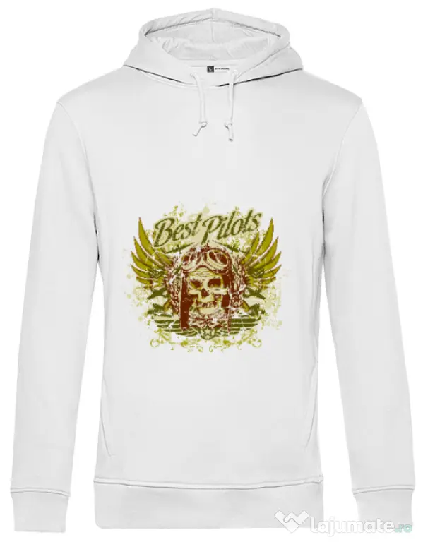 Hoodie barbat cu gluga Best pilots Alb