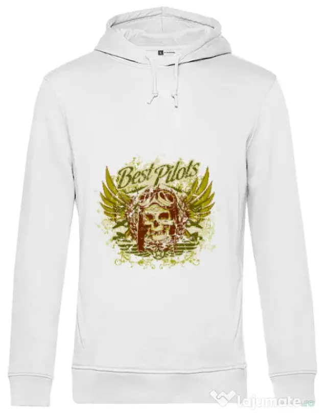 Hoodie barbat cu gluga Best pilots Alb