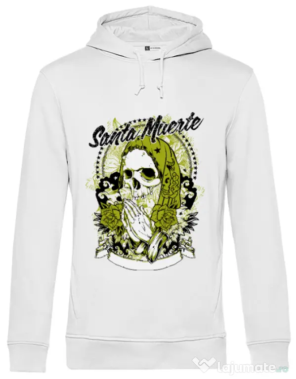 Hoodie barbat cu gluga Holy death Alb