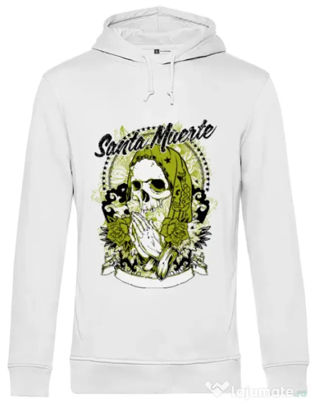 Hoodie barbat cu gluga Holy death Alb