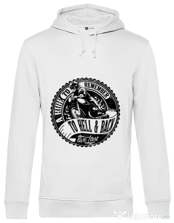 Hoodie barbat cu gluga A ride to remember Alb
