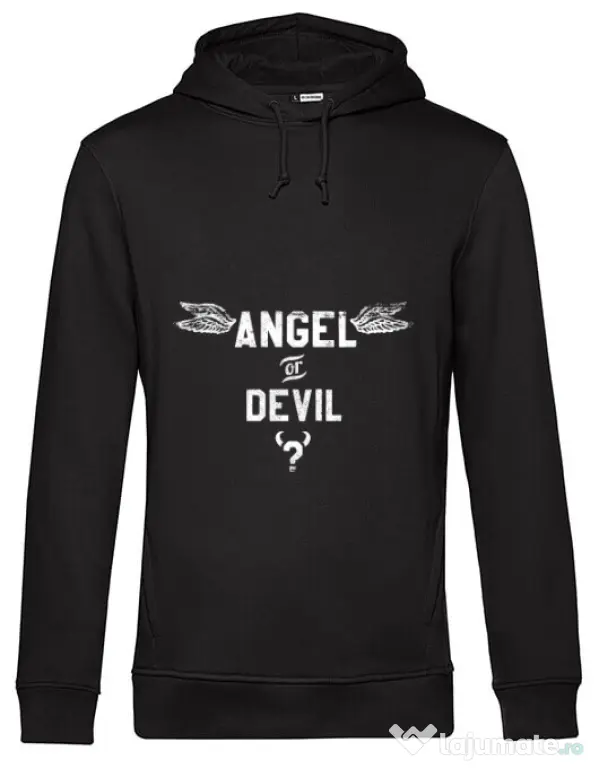 Hoodie barbat cu gluga Angel or devil Negru