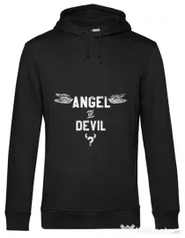 Hoodie barbat cu gluga Angel or devil Negru