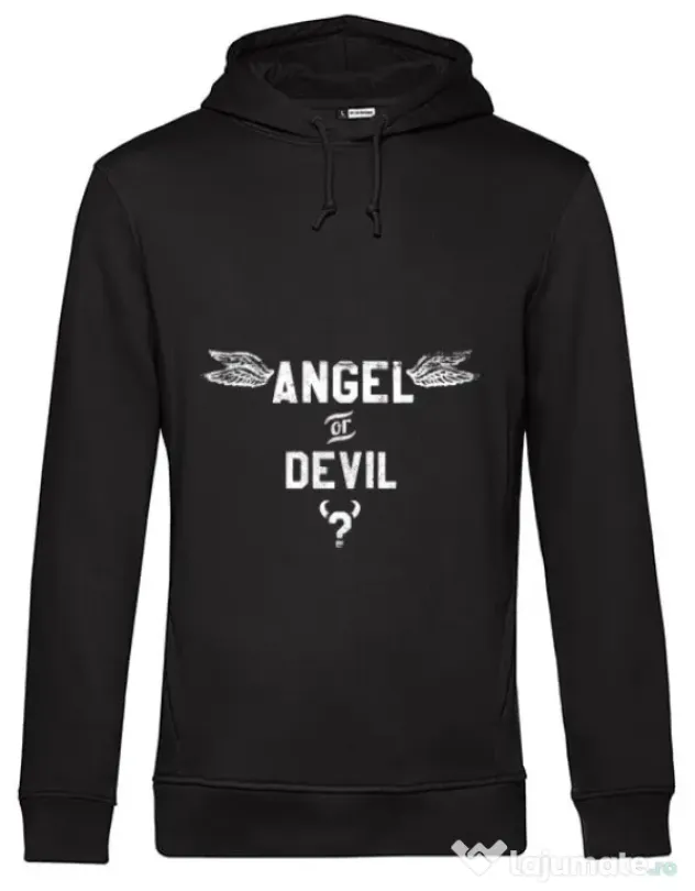 Hoodie barbat cu gluga Angel or devil Negru