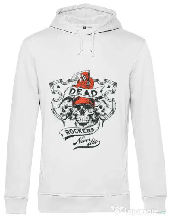 Hoodie barbat cu gluga Dead rockers Alb