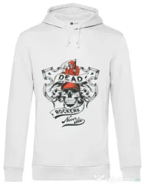 Hoodie barbat cu gluga Dead rockers Alb