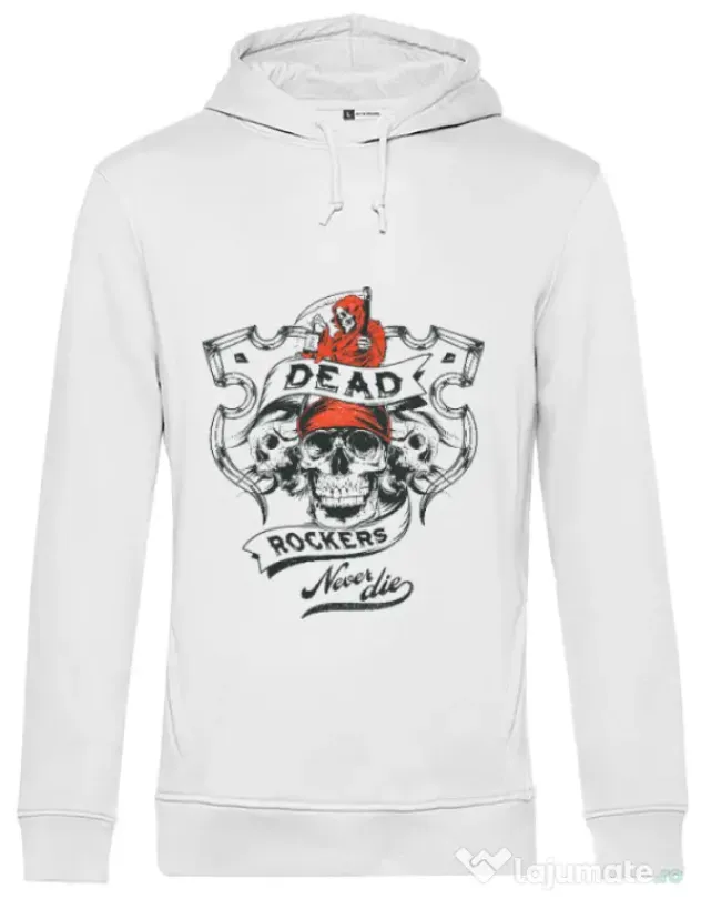 Hoodie barbat cu gluga Dead rockers Alb