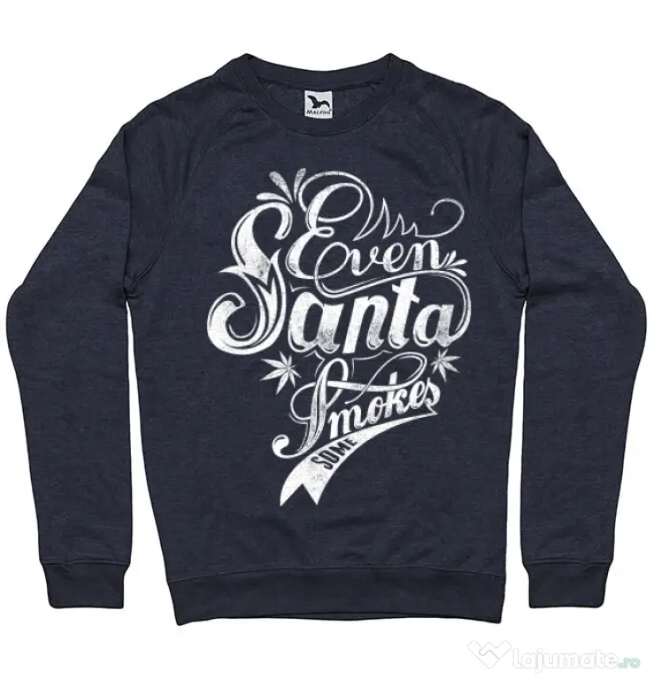 Bluza ADLER barbat Even santa smokes Denim inchis