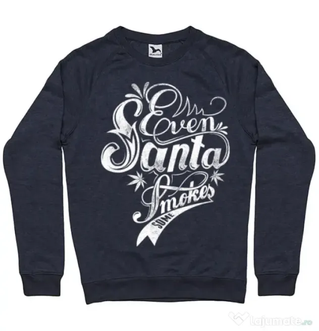Bluza ADLER barbat Even santa smokes Denim inchis
