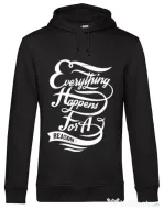 Hoodie barbat cu gluga Everything happens for a reason Negru