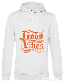 Hoodie barbat cu gluga Good vibes Alb