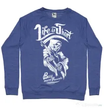 Bluza ADLER barbat Life is short Albastru melanj