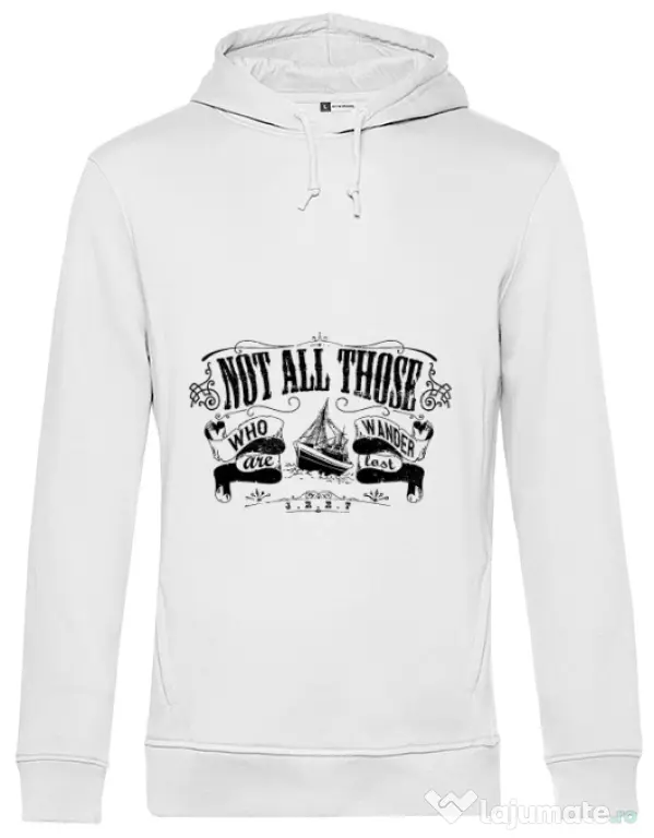 Hoodie barbat cu gluga Not lost Alb